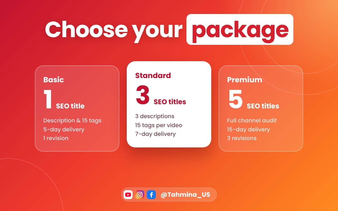 Checklist of deliverables and a sample SEO title with tags