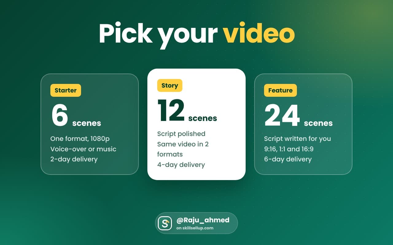 Three packages: 6, 12 or 24 scenes